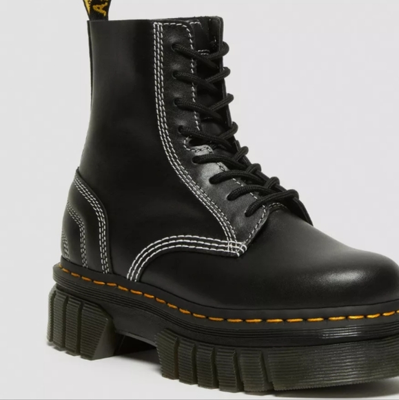 Dr martens AUDRICK WHITE STITCH LEATHER PLATFORM LACE UP BOOTS - Picture 11 of 15